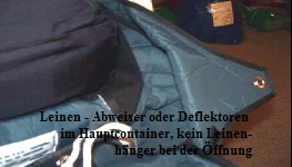 Leinen - Abweiser oder Deflektoren 
im Hauptcontainer, kein Leinen-
h�nger bei der �ffnung